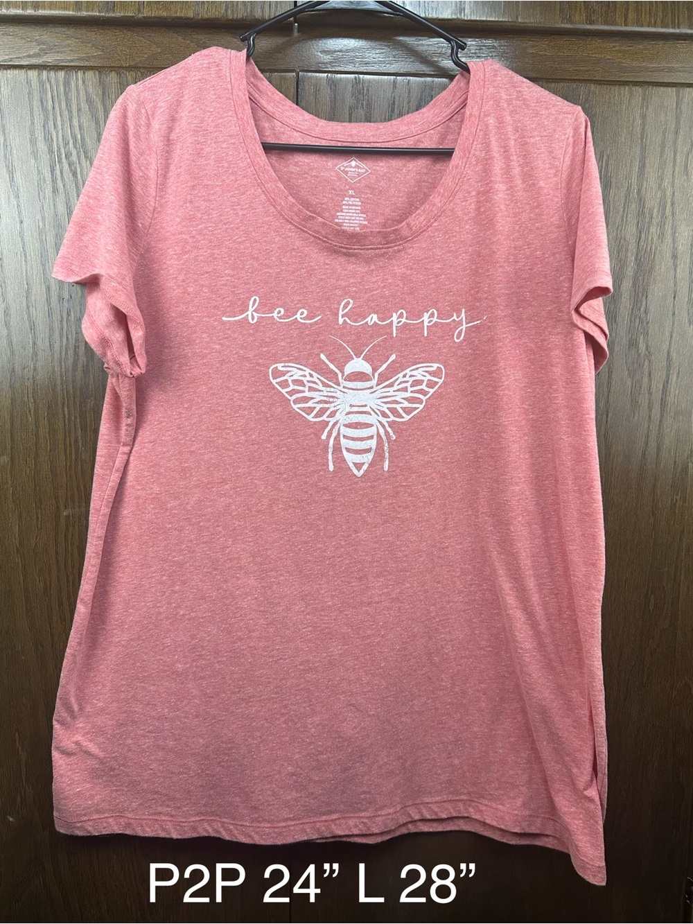 St. John's Bay Pink Bee Happy Short Sleeve Tee